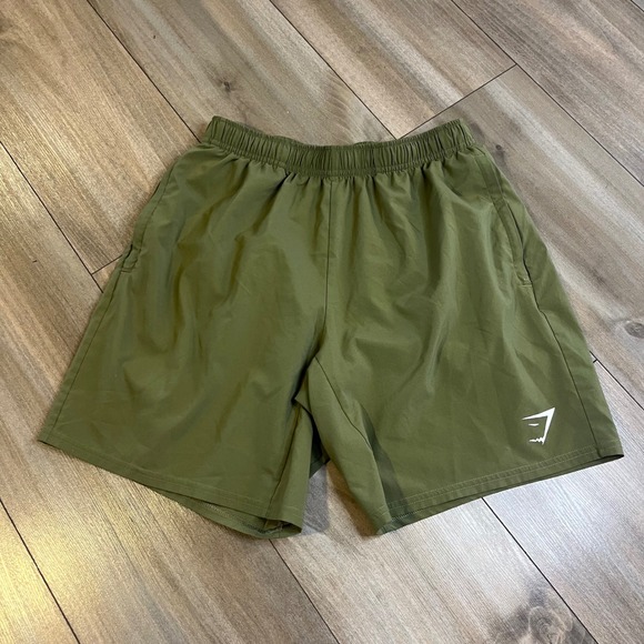 Gymshark Mens Training Shorts Olive Green Athletic Workout Men Small‎ Bin B-105 - Picture 1 of 4